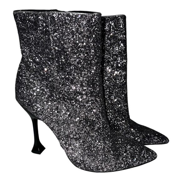 Marc Fisher Stolla Boots Sz 9.5 M Silver Glitter Glam Party Disco Whimsy Fairy - Picture 1 of 10